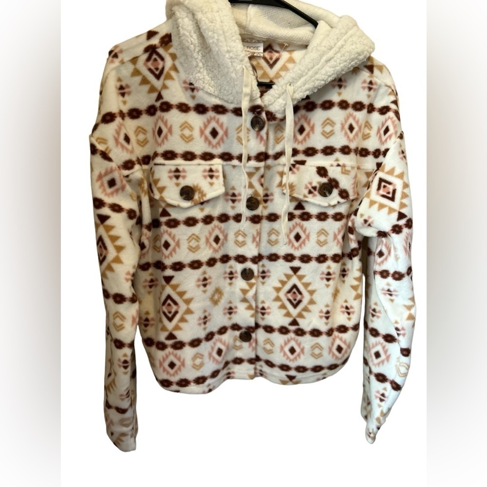 Pink Rose Warm & Toasty‎ button down shirt/shacket size M